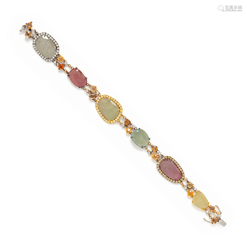 GEMSTONE AND DIAMOND BRACELET