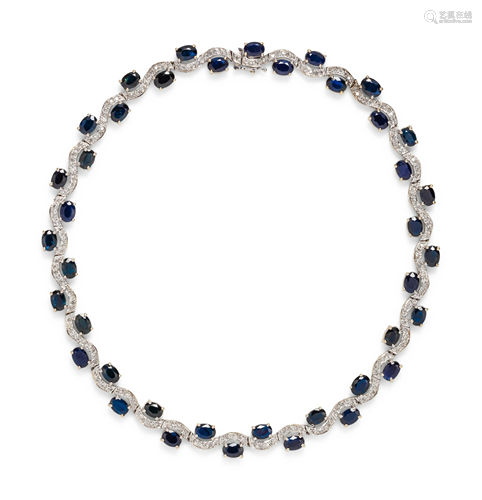 SAPPHIRE AND DIAMOND NECKLACE