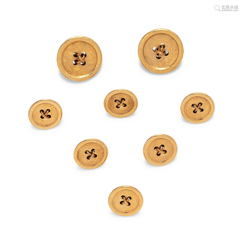 YELLOW GOLD TUXEDO BUTTON SET