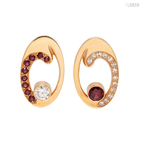 GARNET AND DIAMOND EARRINGS