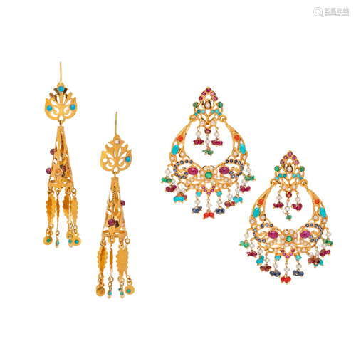 COLLECTION OF MULTIGEM EARRINGS