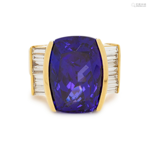 TANZANITE AND DIAMOND RING