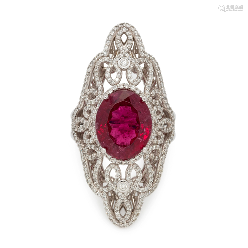 PINK TOURMALINE AND DIAMOND RING