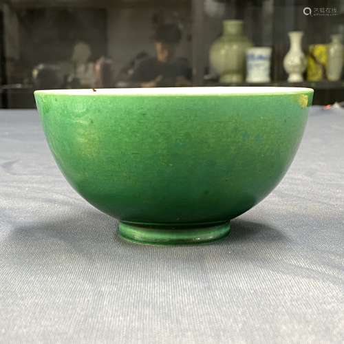清道光 绿釉碗