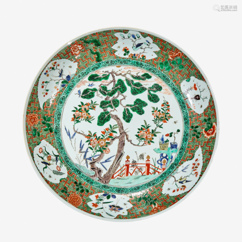 A large Chinese famille verte-decorated porcelain