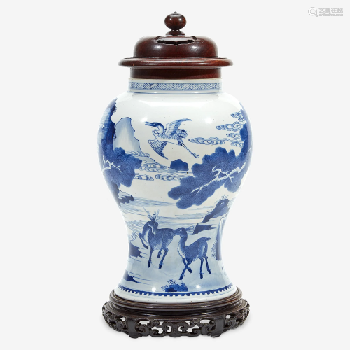 A Chinese blue and white porcelain vase with carved
