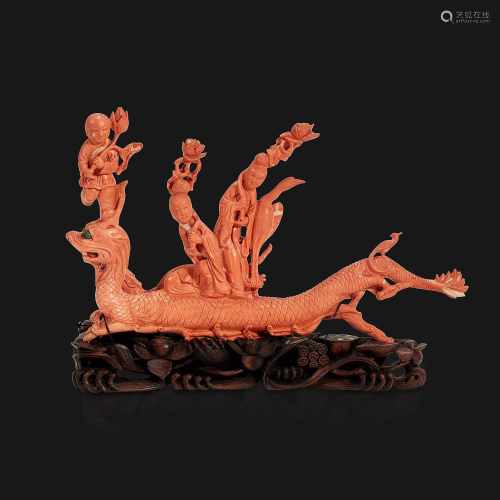 A Chinese carved coral 
