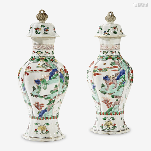 A pair of Chinese famille verte-decorated porcelain