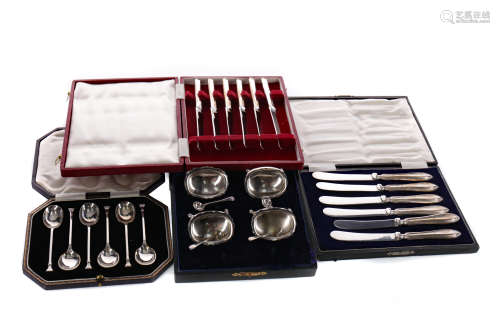 A LOT OF EIGHT CASED SETS OF SILVERWARE