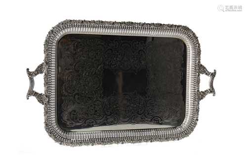 A LATE VICTORIAN SILVER PLATED TEA TRAY