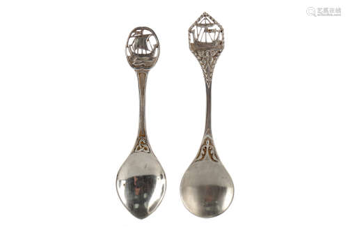 A LOT OF TWO ALEXANDER RITCHIE OF IONA SILVER PRESERVE SPOON...