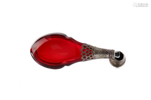 A LATE VICTORIAN RUBY GLASS SCENT BOTTLE