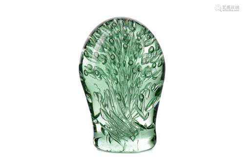 A LATE VICTORIAN GREEN GLASS DUMP PAPERWEIGHT