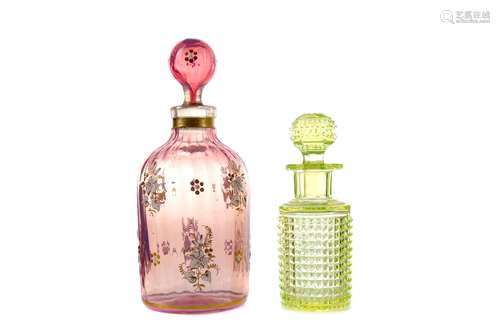 A LATE 19TH CENTURY OPALESCENT GLASS PERFUME BOTTLE AND STOP...