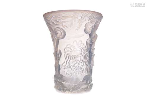 AN OPALESCENT 'SEA LIFE' GLASS VASE