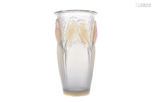 A LALIQUE 'CEYLAN' PATTERN OPALESCENT GLASS VASE
