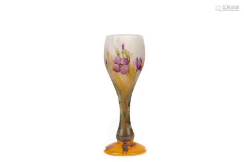 A DAUM CAMEO AND ENAMELLED GLASS BUD VASE