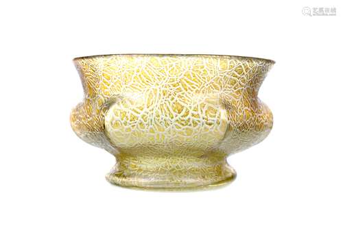 A LOETZ HEXAGONAL CANDIA MIMOSA IRIDESCENT GLASS BOWL