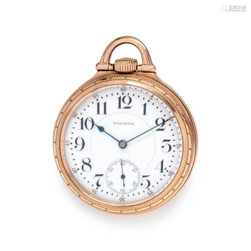 WALTHAM, GOLD-FILLED OPEN FACE POCKET WATCH
