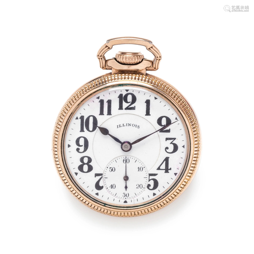 ILLINOIS WATCH CO., GOLD-FILLED OPEN FACE POCKET WATCH