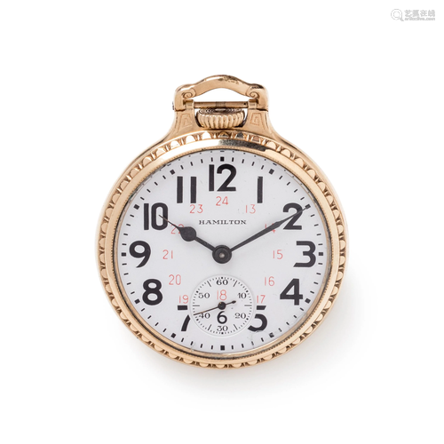 HAMILTON, GOLD-FILLED OPEN FACE POCKET WATCH