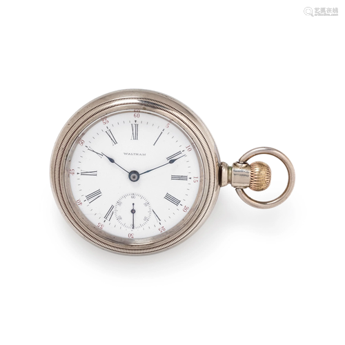 WALTHAM, BASE METAL OPEN FACE POCKET WATCH