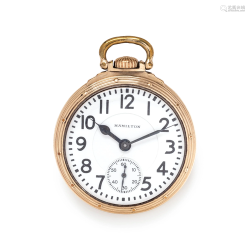 HAMILTON, GOLD-FILLED OPEN FACE POCKET WATCH