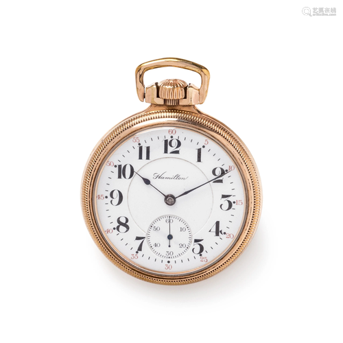 HAMILTON, GOLD-FILLED OPEN FACE POCKET WATCH