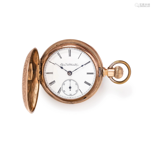 ELGIN, GOLD-FILLED HUNTER CASE POCKET WATCH WITH FOB