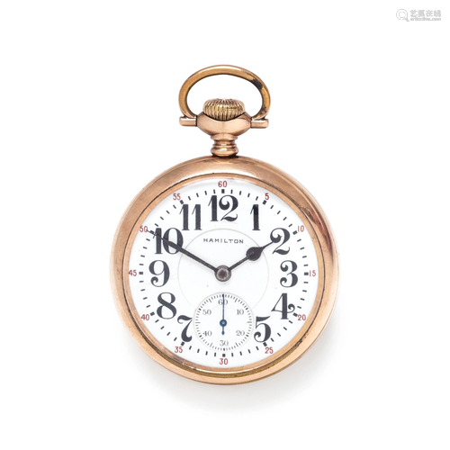 HAMILTON, GOLD-FILLED OPEN FACE POCKET WATCH