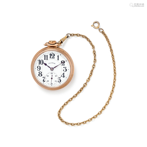 ILLINOIS WATCH CO., GOLD-FILLED OPEN FACE POCKET WATCH