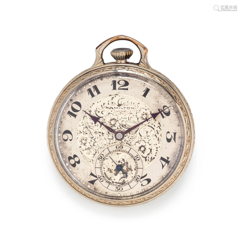 HAMILTON, GOLD-FILLED OPEN FACE POCKET WATCH