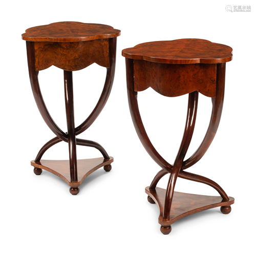 A Pair of Biedermeier Style Triangular Tables