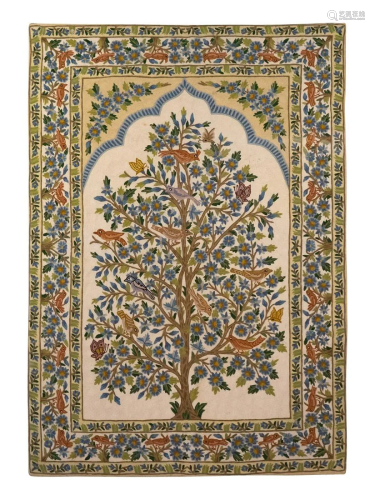 An Indian Crewelwork Copy of a Tree of Life Pattern