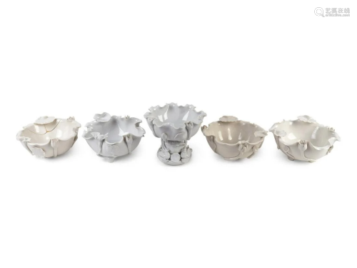 Five Chinese Blanc de Chine Porcelain Lotus Bowls