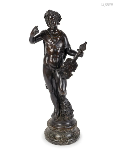 A Continental Patinated Bronze Figure of a Satyr