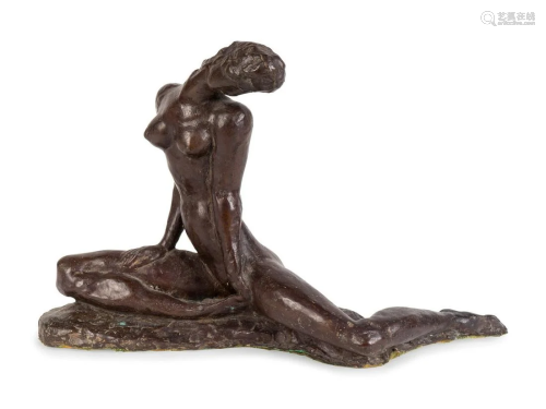 A Modernist Bronze Figure of a Nude