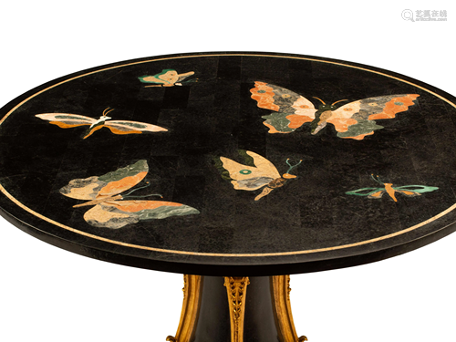 A Parcel Gilt Specimen Marble Center Table