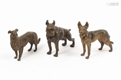 Three Austrian Cold Painted Bronze Dogs