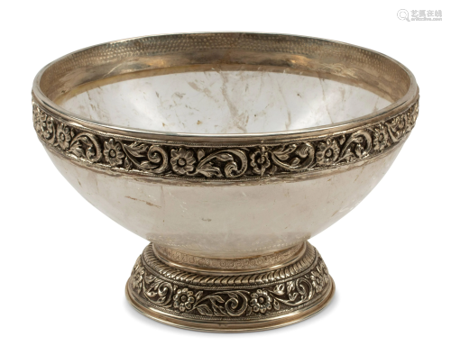 A Silver Mounted Rock Crystal Bowl