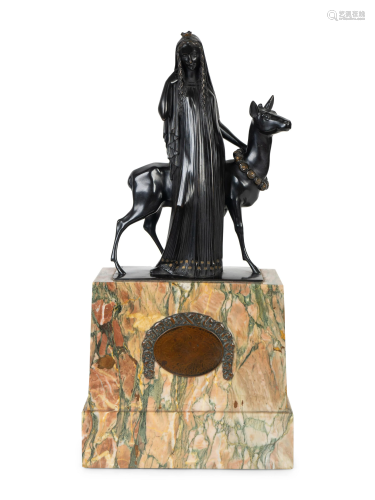 A German Bronze Figural Group on a Marble Base