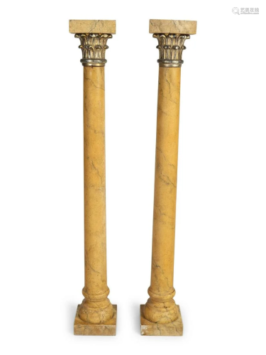A Pair of Neoclassical Style Parcel-Gilt and Faux