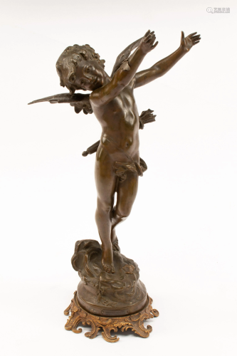 A French Patinated Bronze Figure of a Boy After Moreau