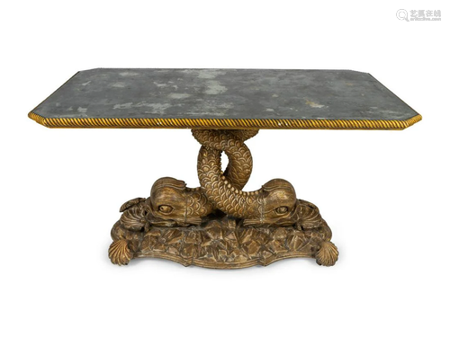 A Venetian Rococo Style Giltwood Console