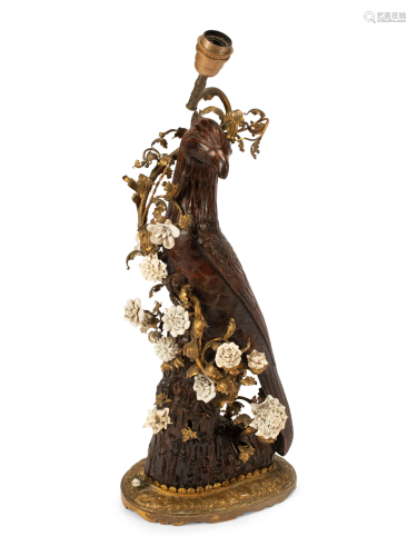 A German Gilt Bronze, Porcelain and Lacquered Wood