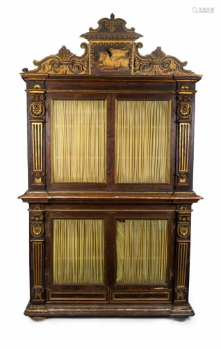 An Italian Neoclassical Parcel-Gilt and Carved Walnut