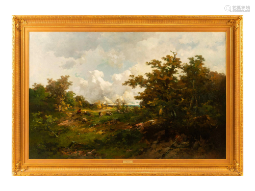 Emile Keymeulen, Landscape with Shepherd and His Flock