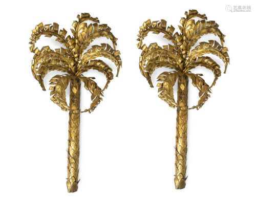 A Pair of Italian Gilt-Metal Palm Trees