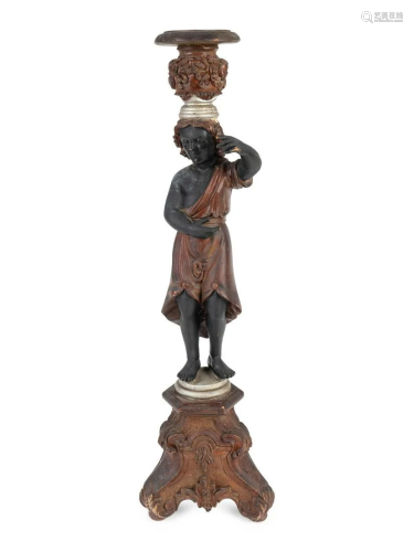 An Italian Walnut Figural Pedestal