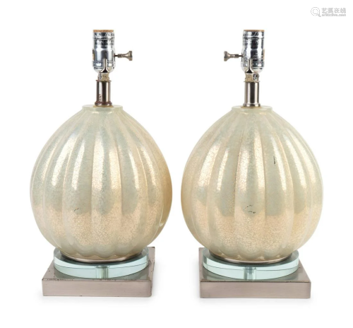 A Pair of Venetian Blown Glass Lamps